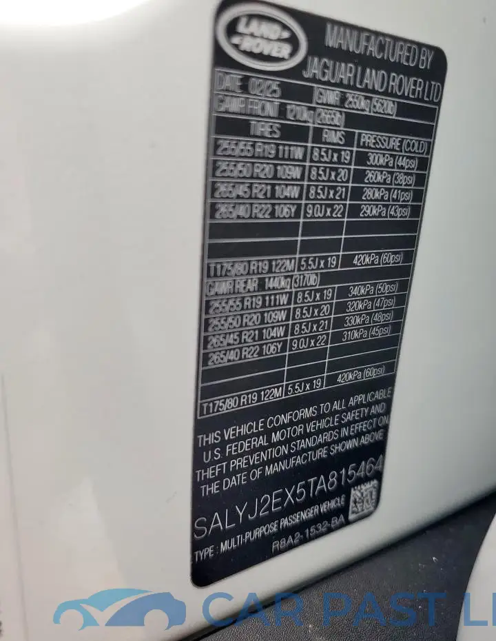 SALYJ2EX5TA815464# 14