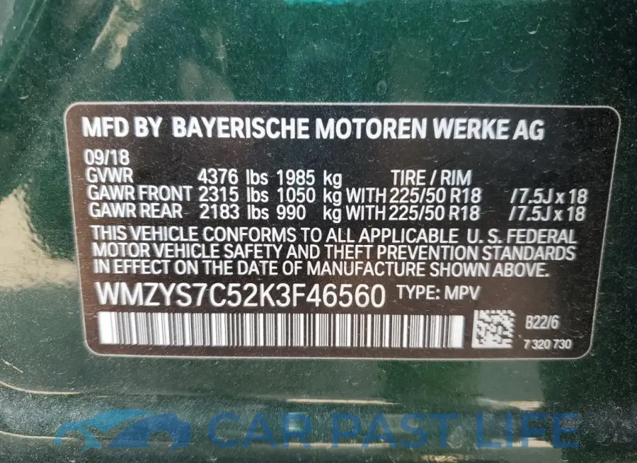 WMZYS7C52K3F46560# 13