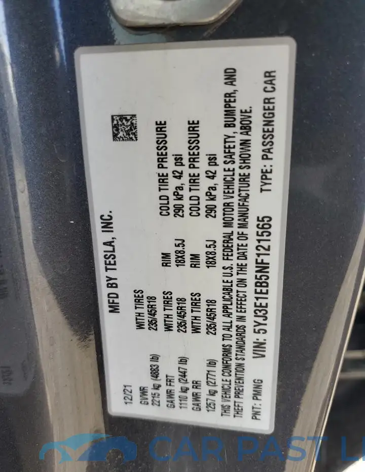 5YJ3E1EB5NF121565# 12
