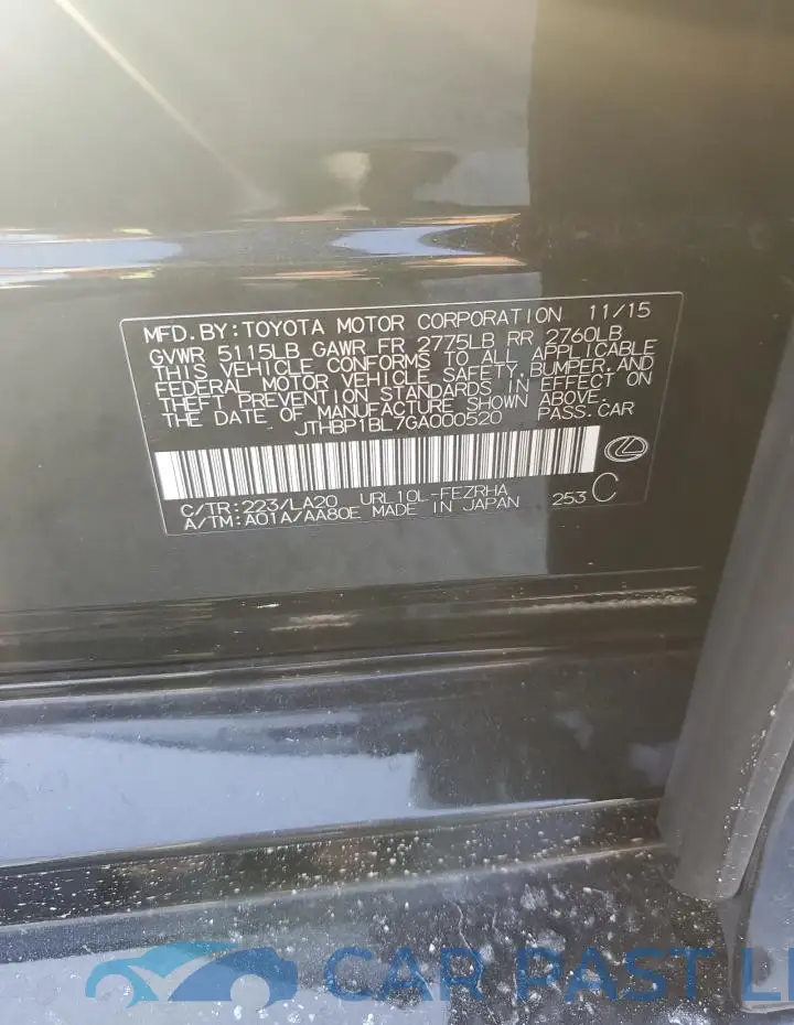 JTHBP1BL7GA000520# 12
