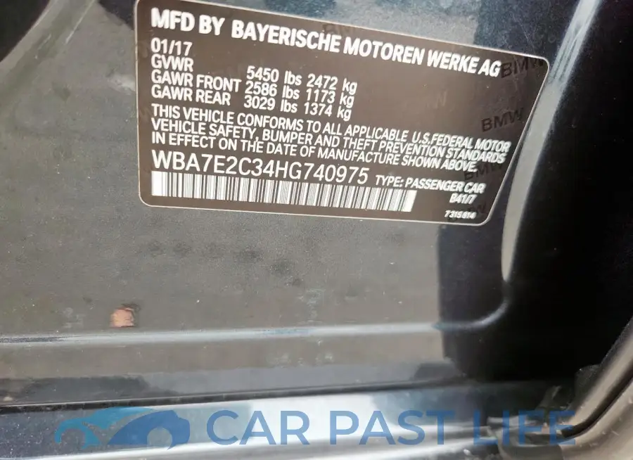 WBA7E2C34HG740975# 12