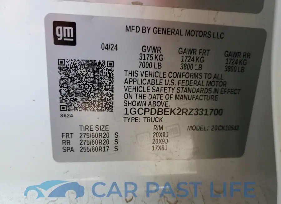 1GCPDBEK2RZ331700# 12