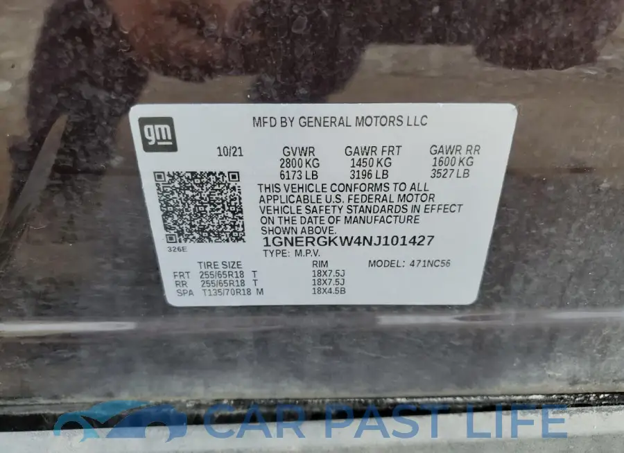 1GNERGKW4NJ101427# 13
