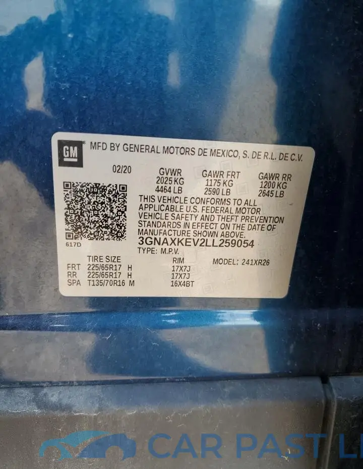 3GNAXKEV2LL259054# 12