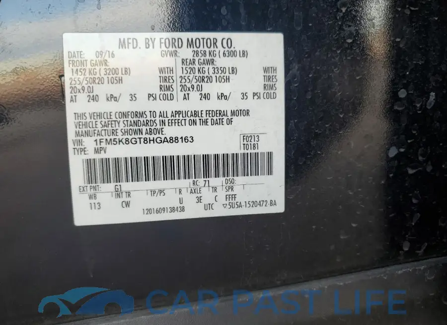 1FM5K8GT8HGA88163# 13