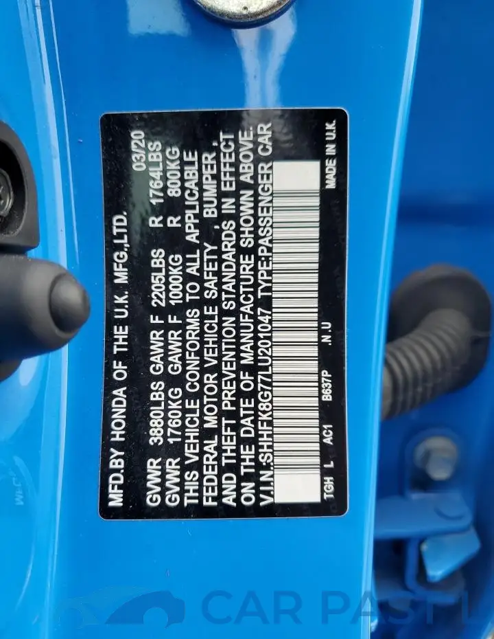 SHHFK8G77LU201047# 12