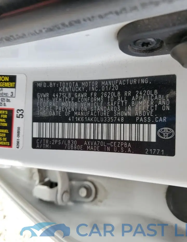 4T1K61AK0LU335748# 12