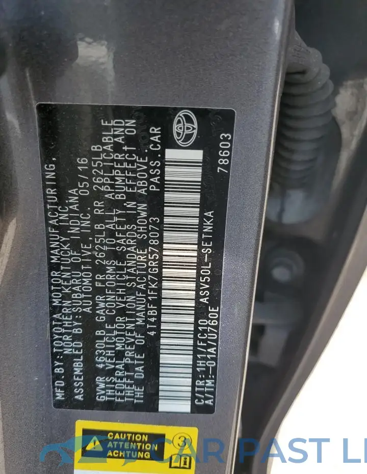 4T4BF1FK7GR578073# 12