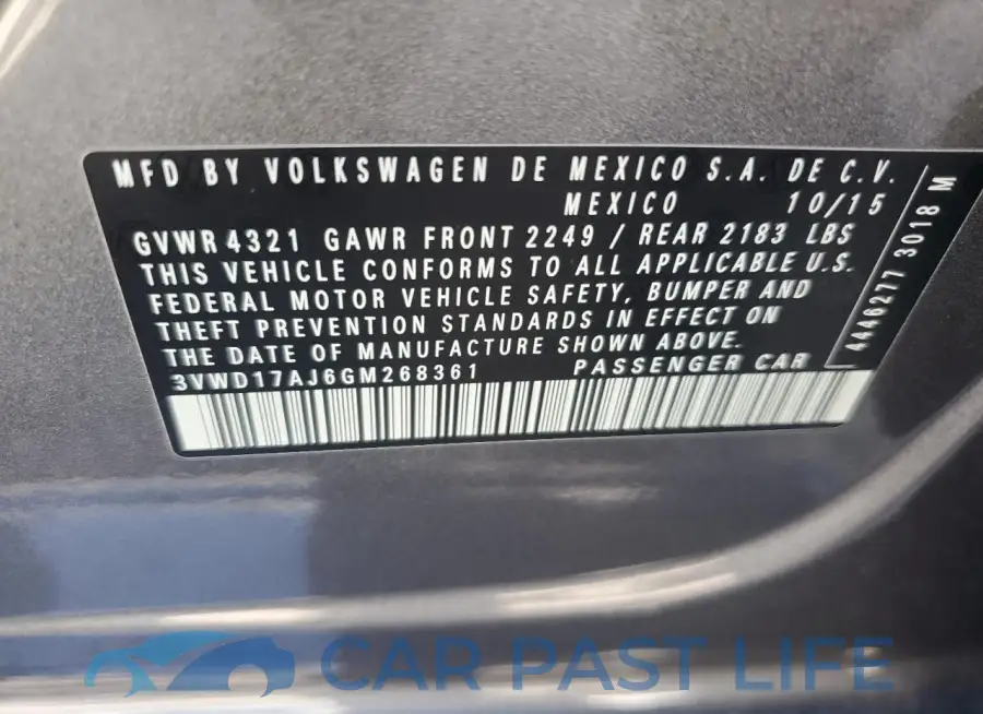 3VWD17AJ6GM268361# 12