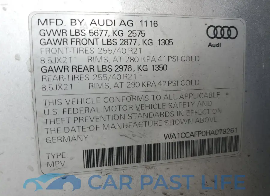 WA1CCAFP0HA078261# 13