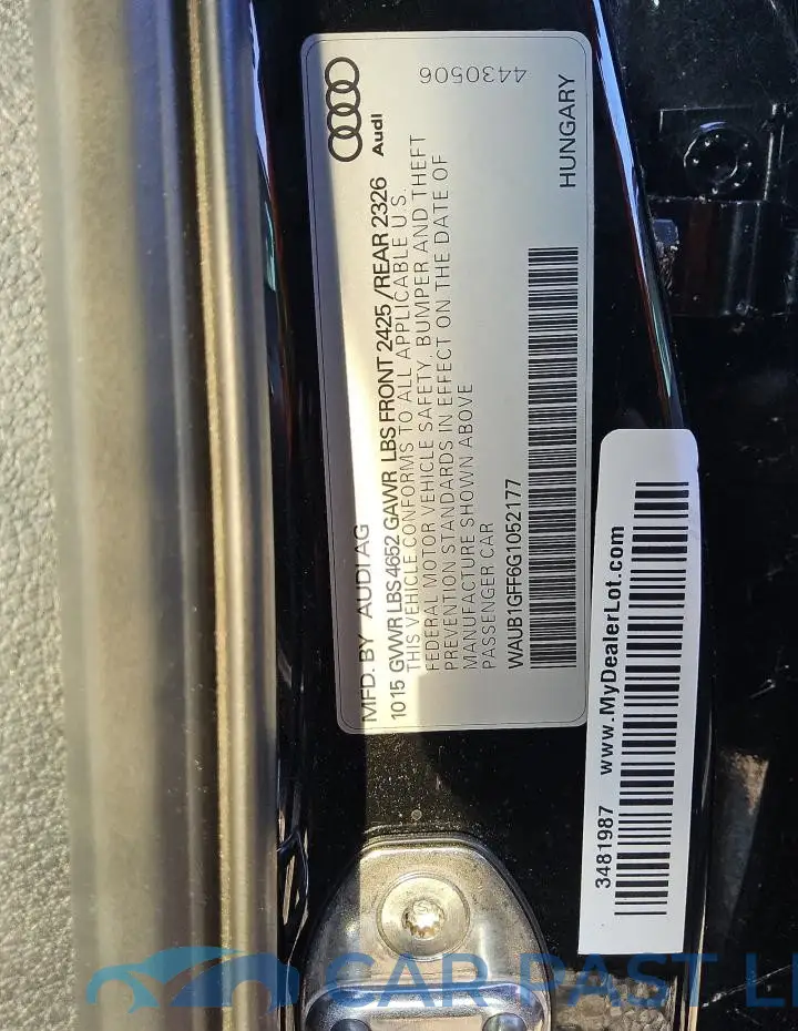 WAUB1GFF6G1052177# 12