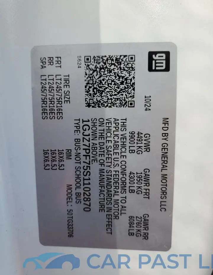 1GJZ7PF75S1102870# 13