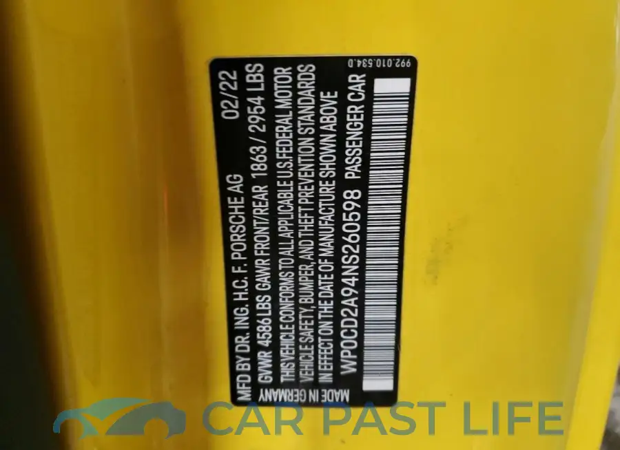 WP0CD2A94NS260598# 14