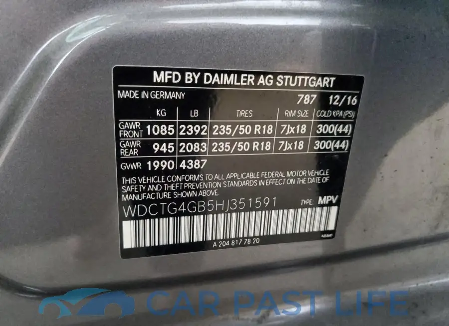 WDCTG4GB5HJ351591# 14
