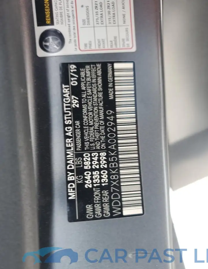 WDD7X8KB5KA002949# 12