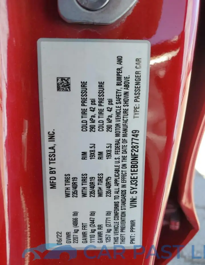5YJ3E1EB0NF287749# 12