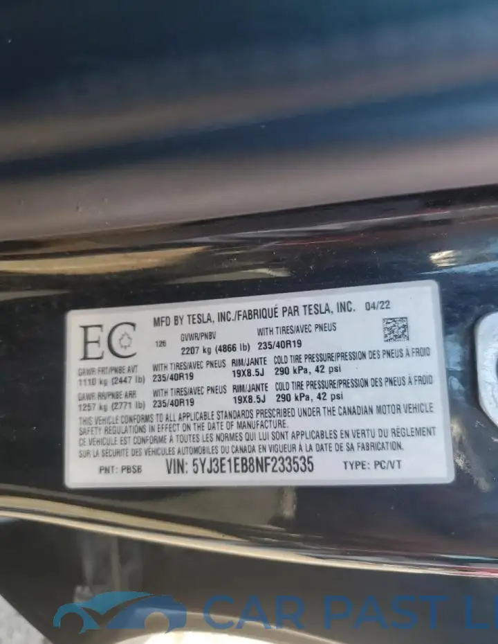 5YJ3E1EB8NF233535# 12