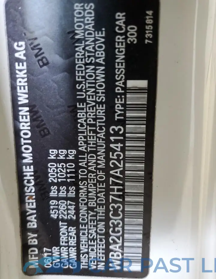 WBA2G3C37H7A25413# 13