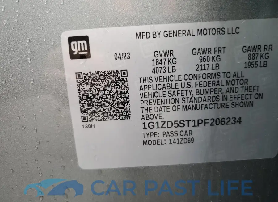 1G1ZD5ST1PF206234# 13