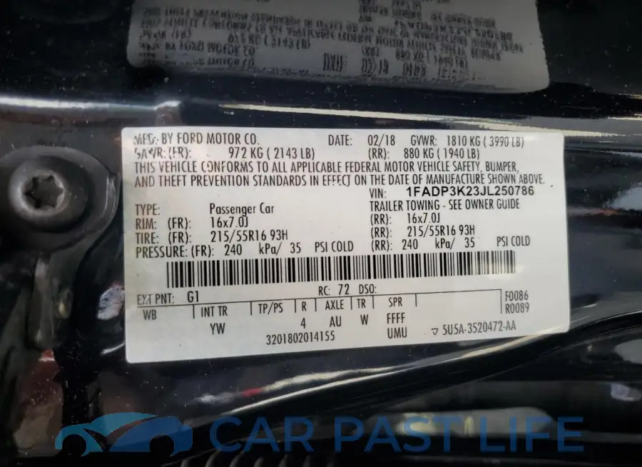 1FADP3K23JL250786# 12