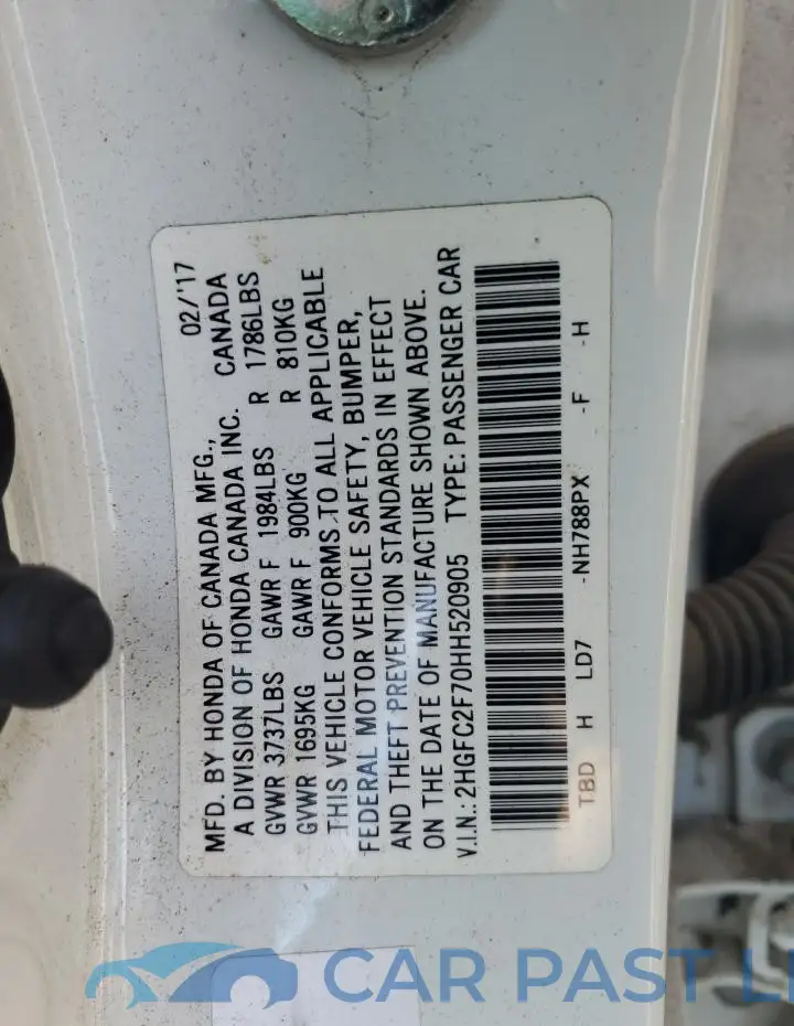 2HGFC2F70HH520905# 12