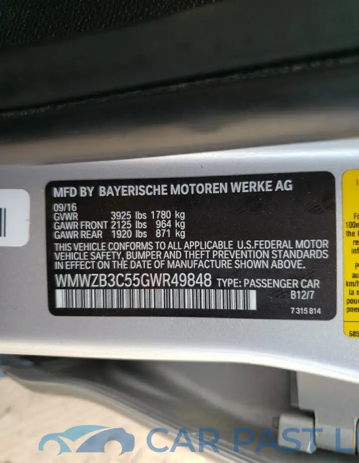 WMWZB3C55GWR49848# 12