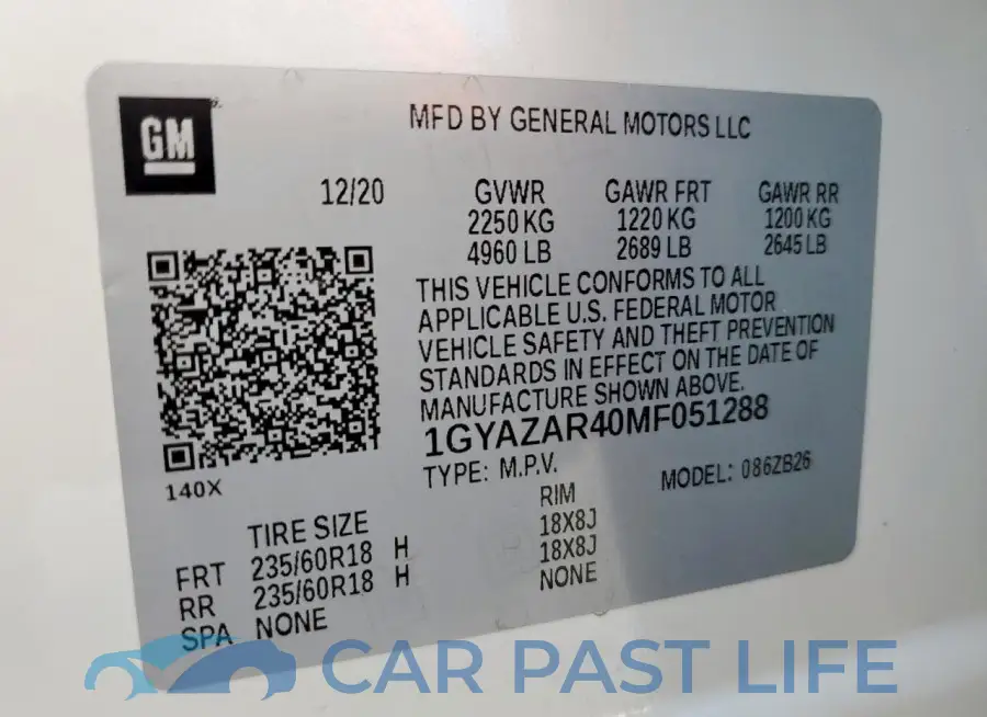 1GYAZAR40MF051288# 13