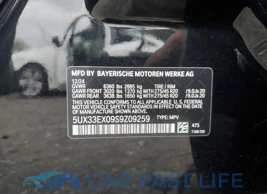 5UX33EX09S9Z09259# 12
