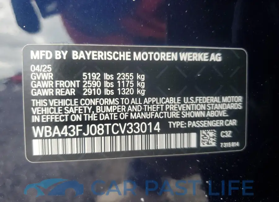 WBA43FJ08TCV33014# 12
