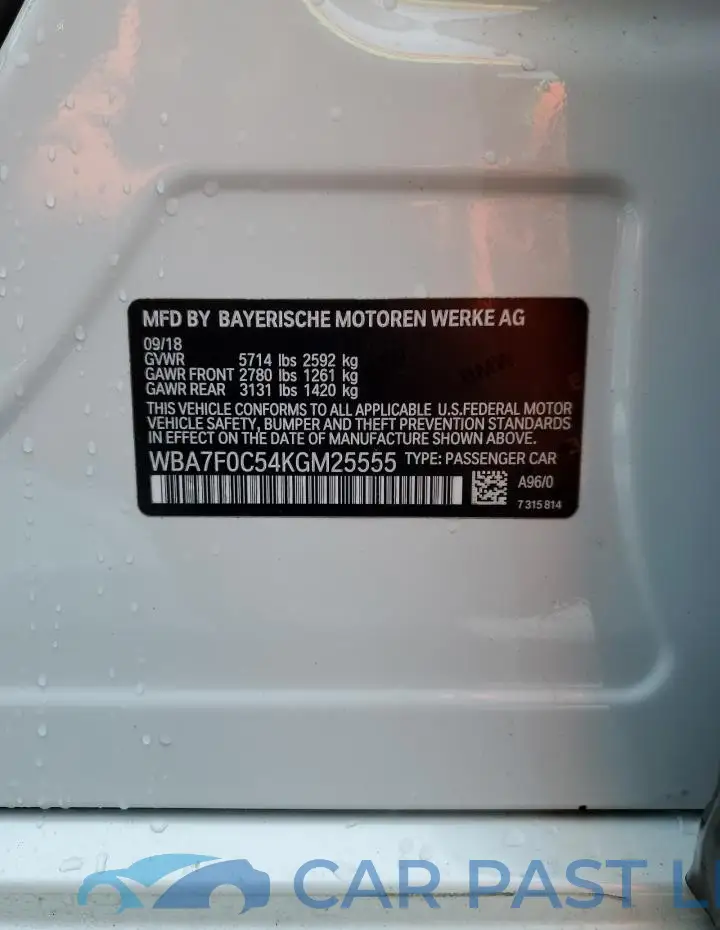 WBA7F0C54KGM25555# 12