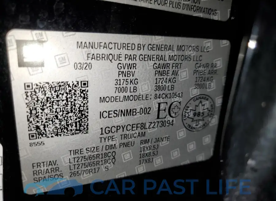 1GCPYCEF8LZ273094# 12