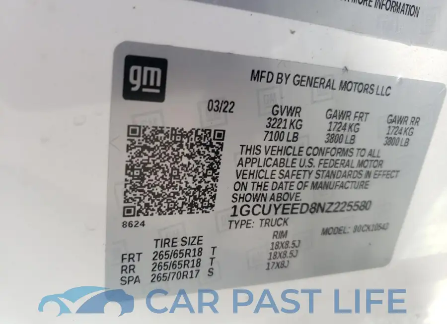 1GCUYEED8NZ225580# 12