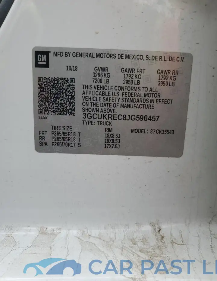 3GCUKREC8JG596457# 12