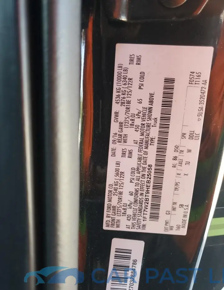 1FT7W2BT9HEB25058# 12