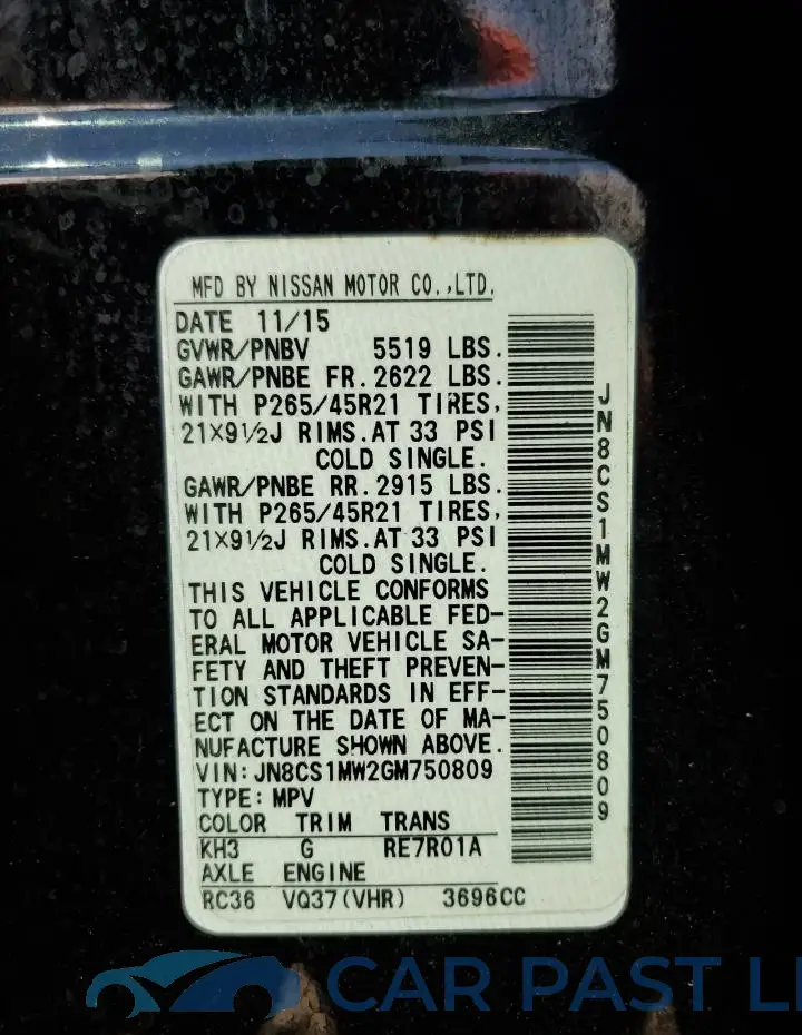 JN8CS1MW2GM750809# 13