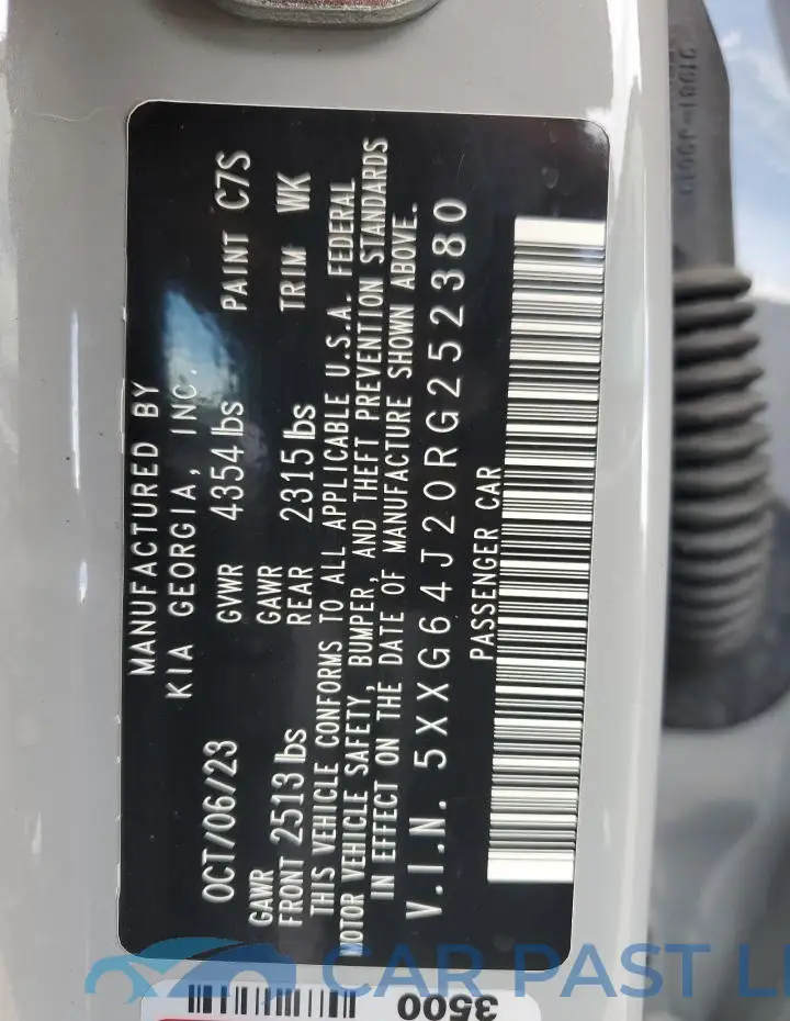 5XXG64J20RG252380# 12