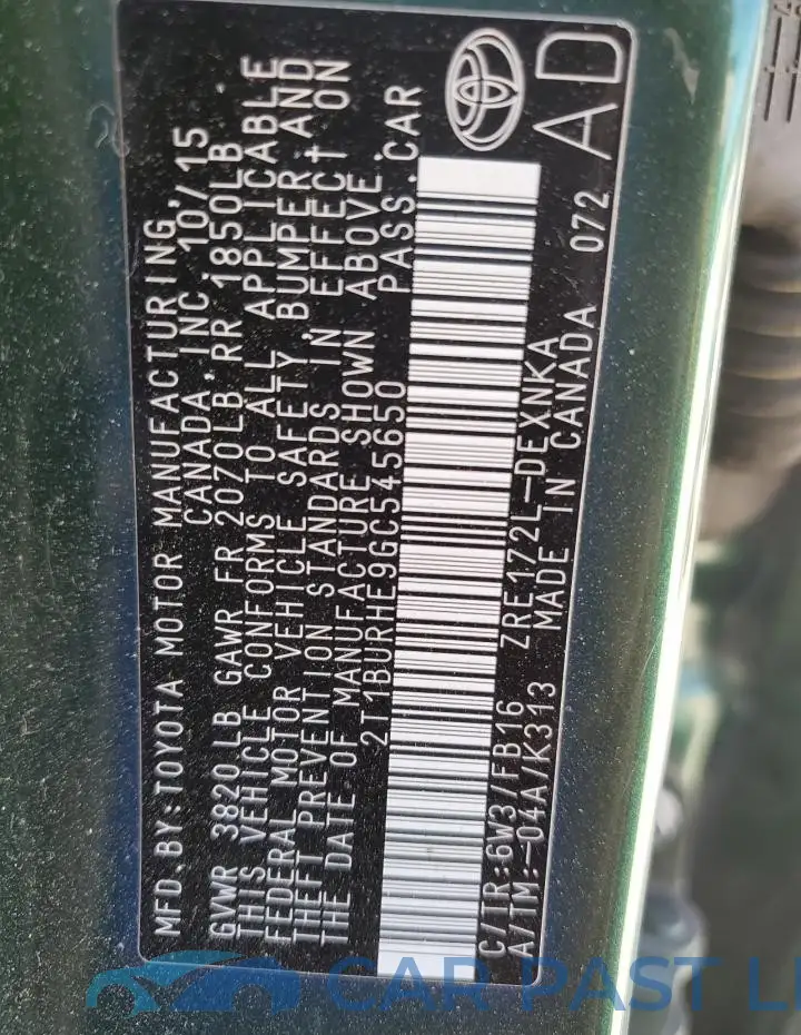 2T1BURHE9GC545650# 12
