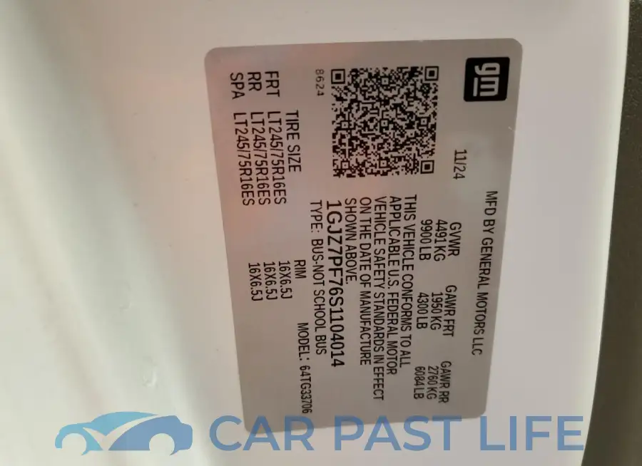 1GJZ7PF76S1104014# 13
