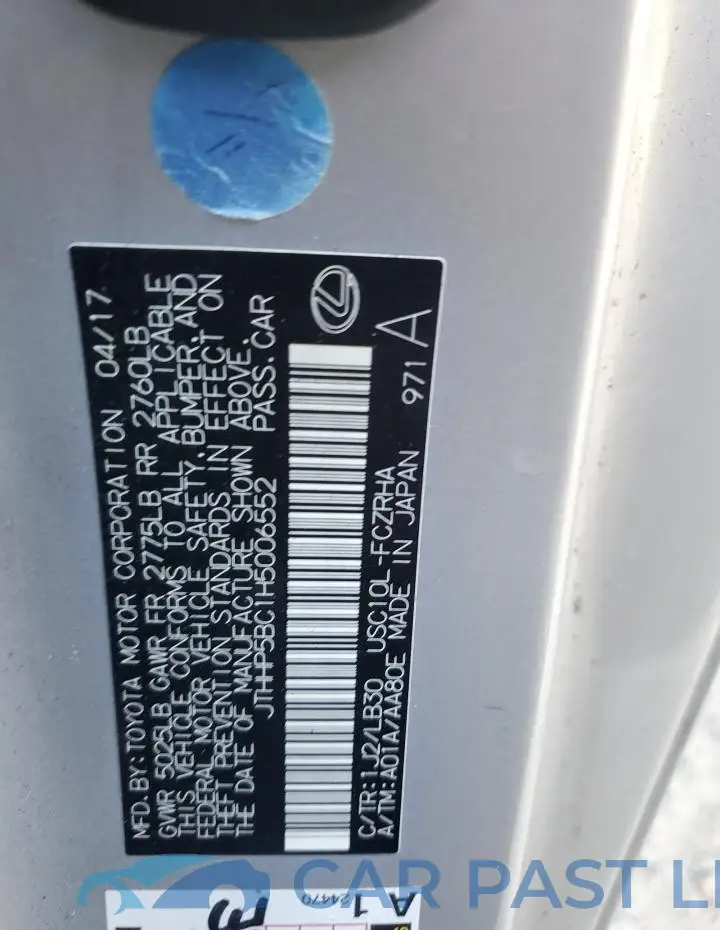 JTHHP5BC1H5006552# 12