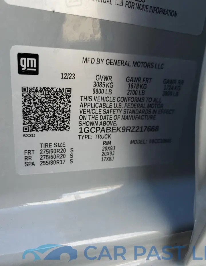1GCPABEK9RZ217668# 12
