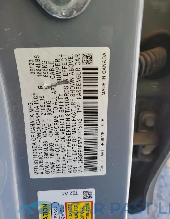 2HGFE1E57PH475142# 12