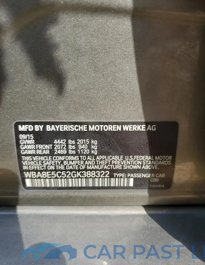 WBA8E5C52GK388322# 12