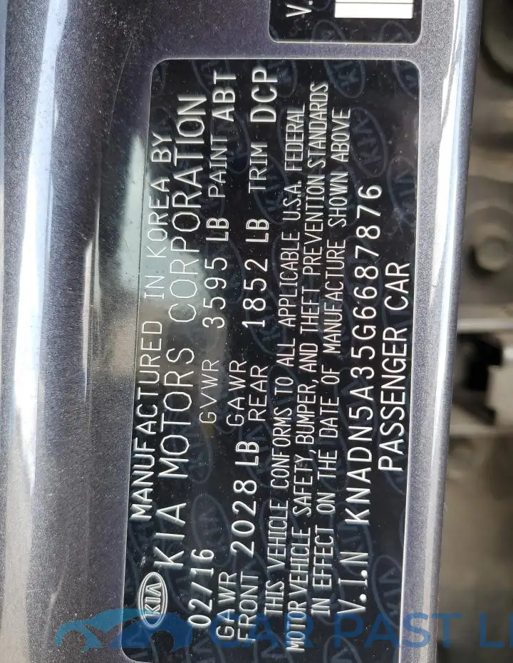 KNADN5A35G6687876# 13