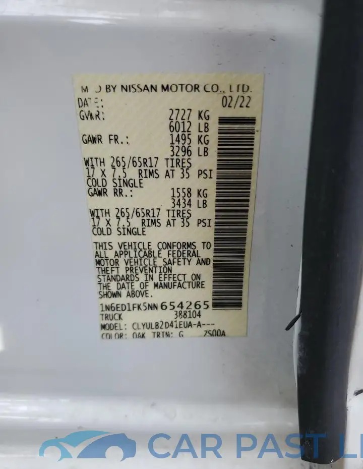 1N6ED1FK5NN654265# 12