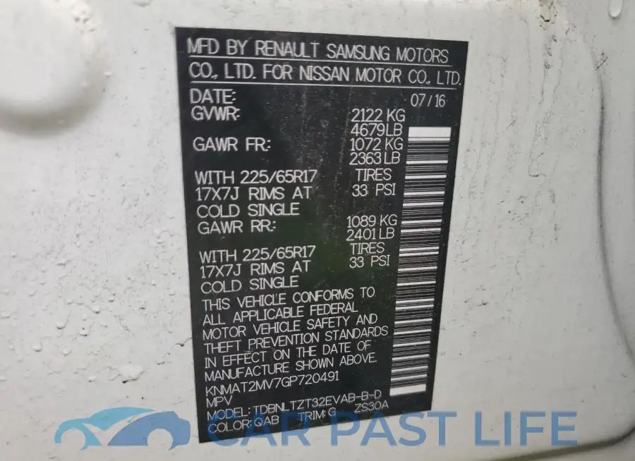 KNMAT2MV7GP720491# 13