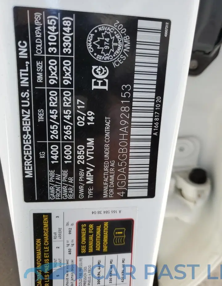 4JGDA5GB0HA928153# 13