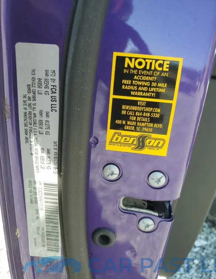 2C3CDZAGXKH701391# 12