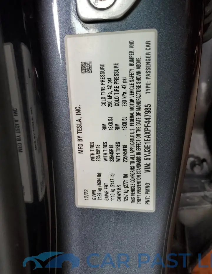 5YJ3E1EAXPF447985# 13