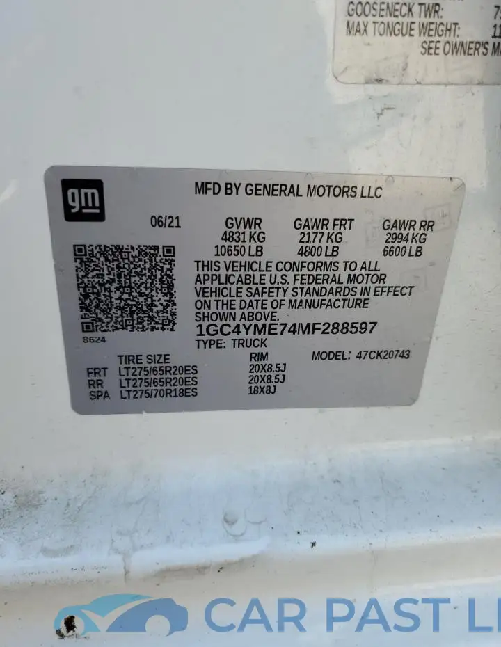 1GC4YME74MF288597# 12