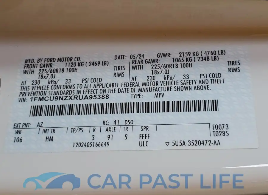 1FMCU9NZXRUA95388# 14